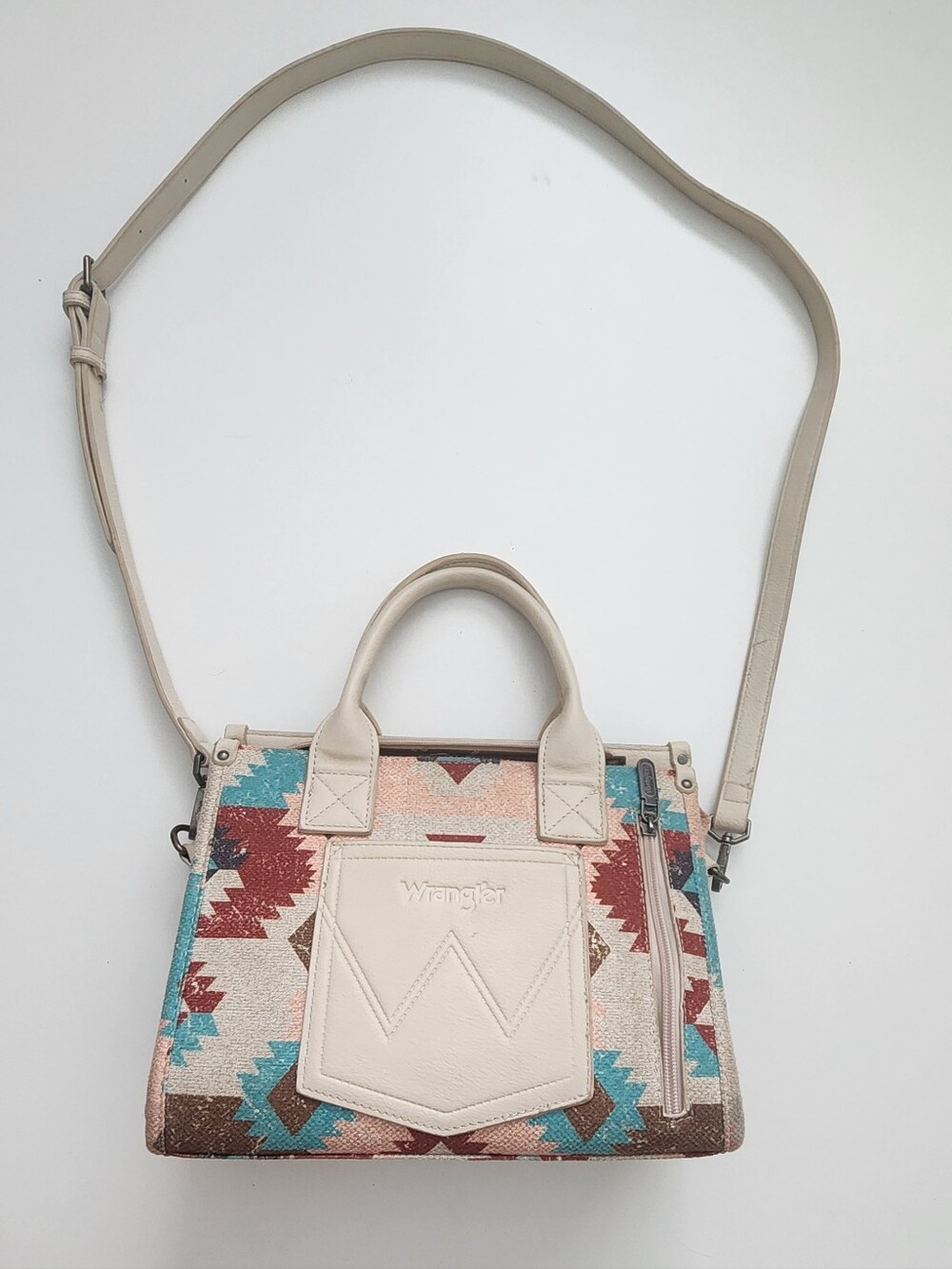 Wrangler Aztec Southwestern Canvas Crossbody Tote Bag